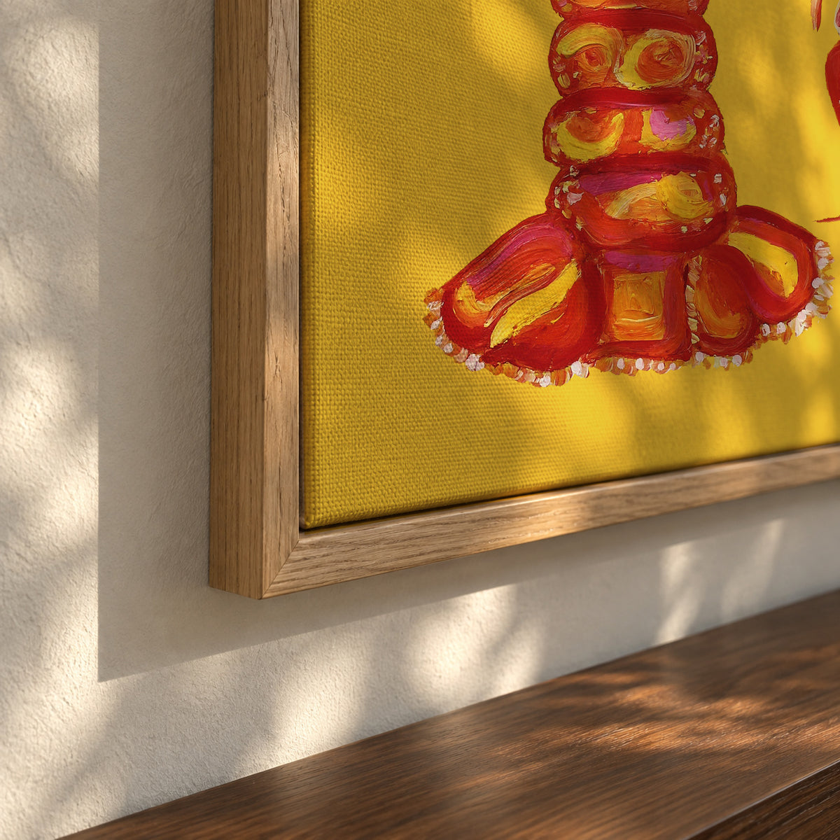 Langoustines On Yellow - Framed canvas detail