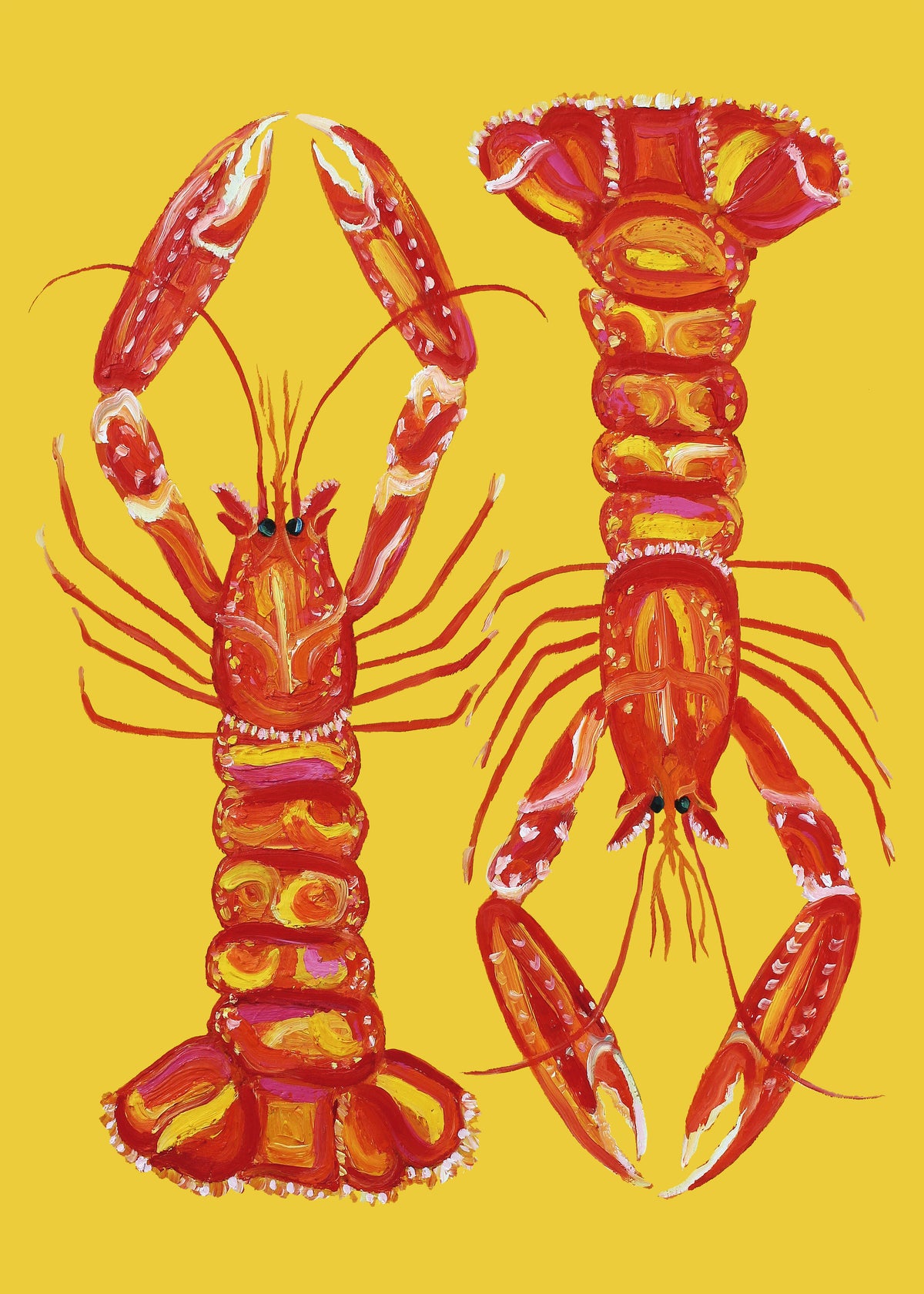 Langoustines On Yellow - Unframed art print