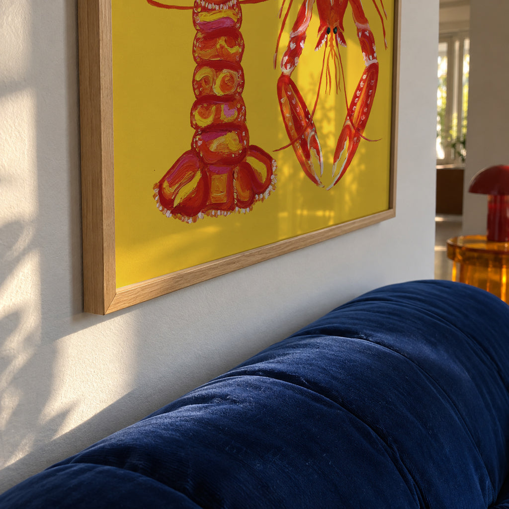 Langoustines On Yellow - Framed poster detail