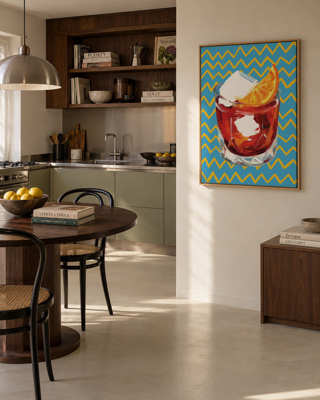 Negroni Blue - Framed canvas in an interior