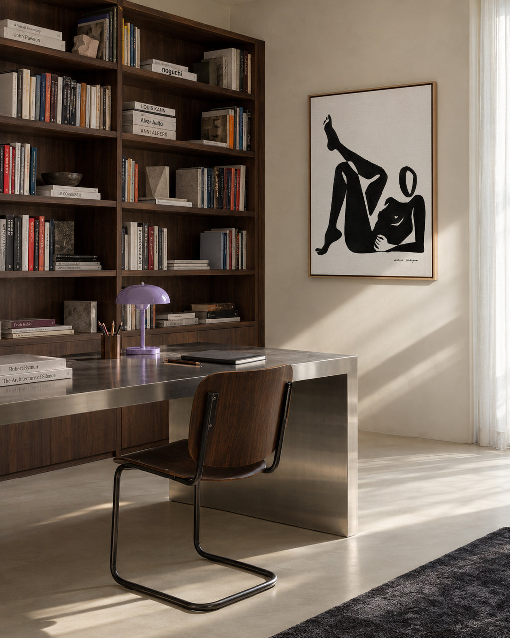 Black figure #8 - Framed canvas in an interior