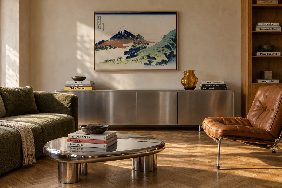 Inume Pass - Katsushika Hokusai - Framed canvas in an interior