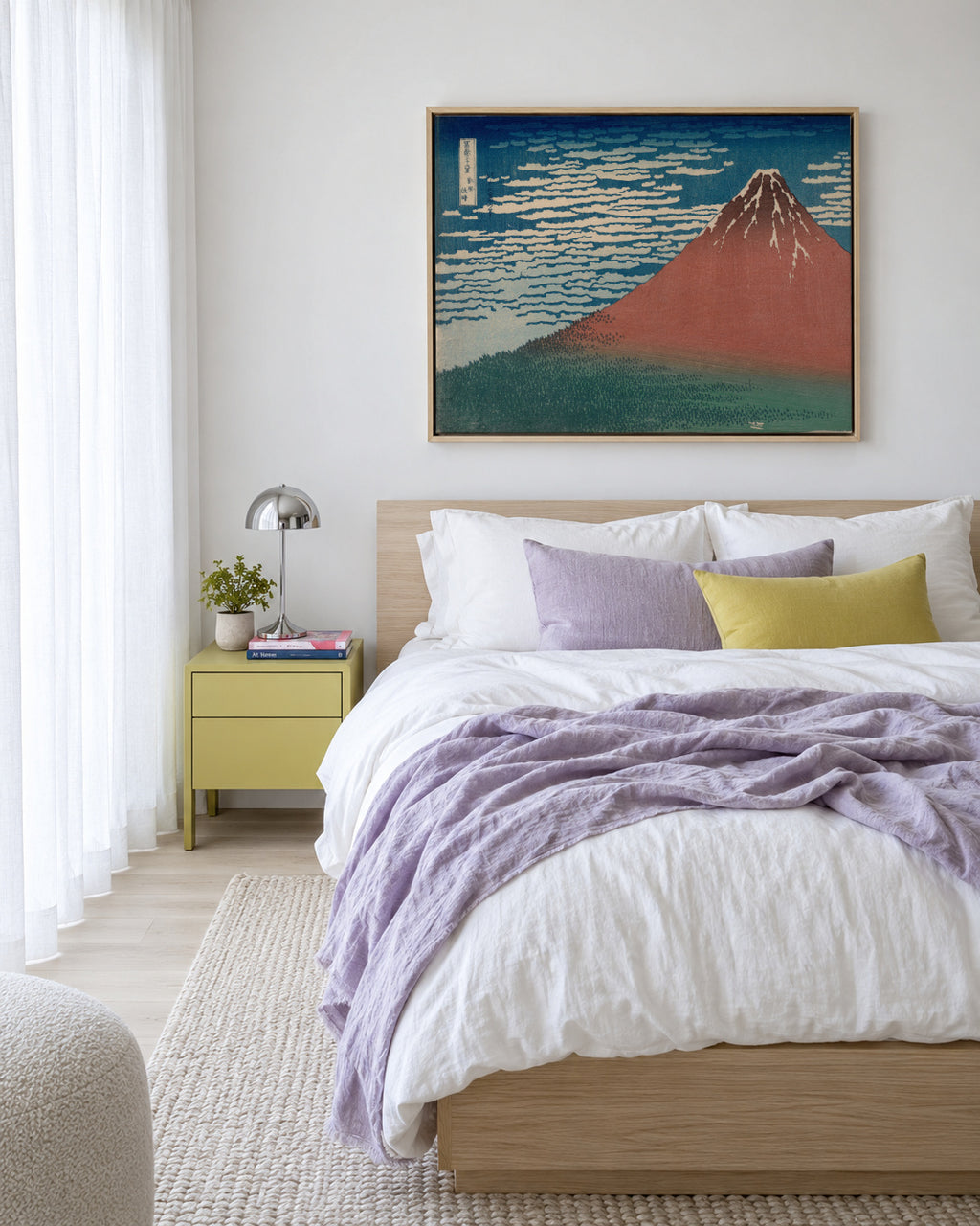 Red Fuji - Katsushika Hokusai - Framed canvas in an interior