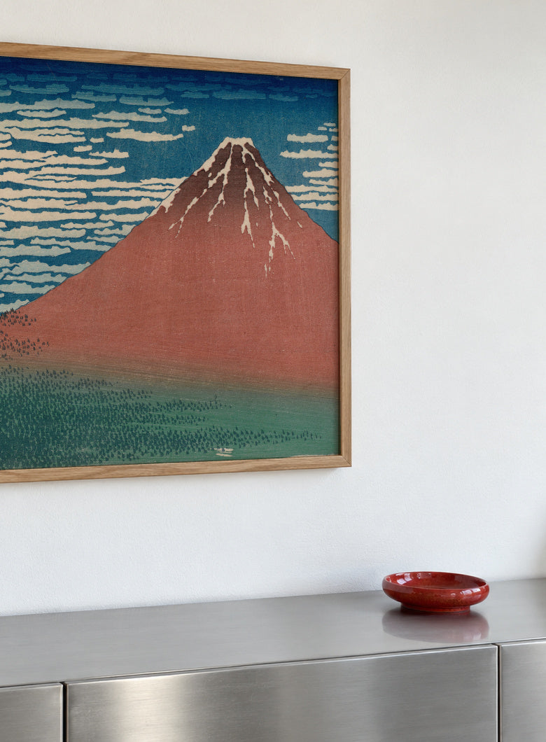 Red Fuji - Katsushika Hokusai - Framed poster detail