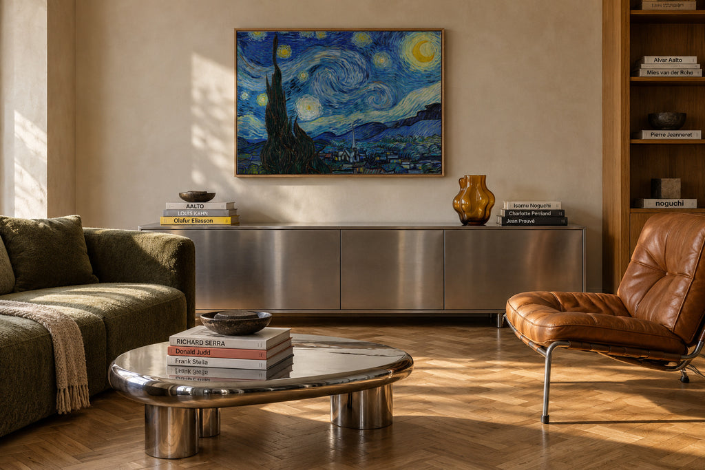 The Starry Night - Van Gogh - Framed canvas in an interior