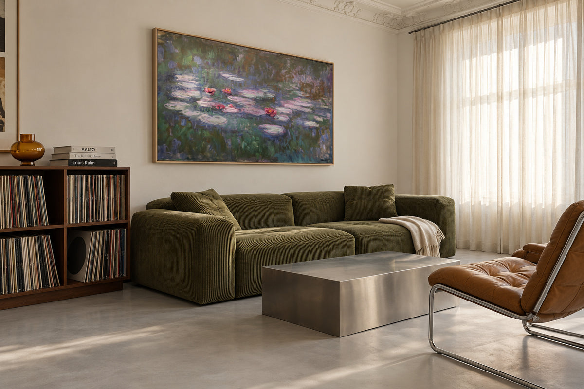 Water lilies - Claude Monet - Framed canvas in an interior