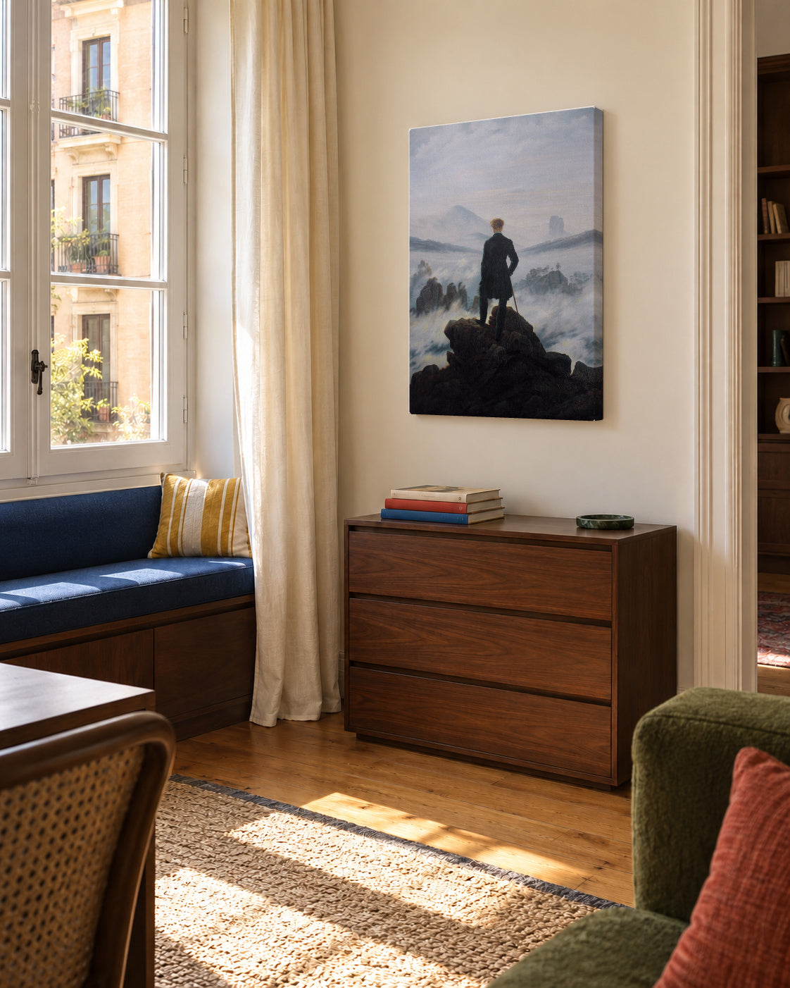 Wanderer Above the Sea of Fog - Caspar David Friedrich - Unframed canvas in an interior