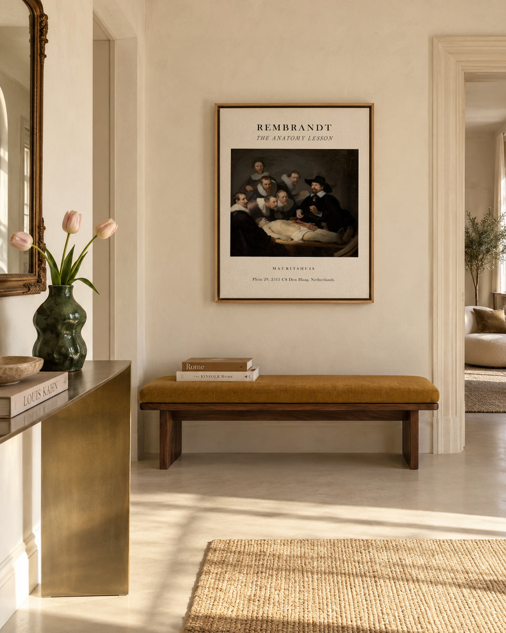 The Anatomy Lesson of Dr Nicolaes Tulp Exhibition - Rembrandt - Framed canvas in an interior