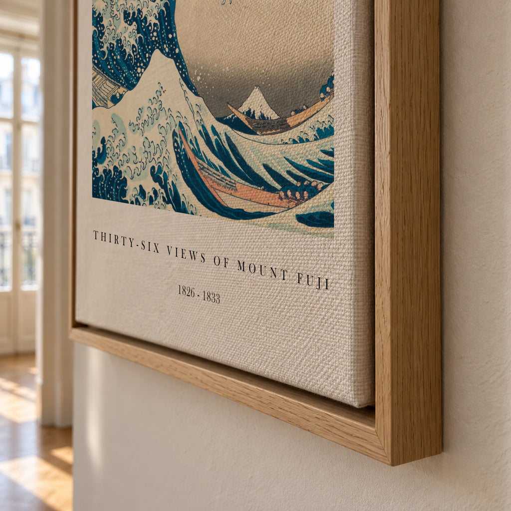 The Great Wave of Kanagawa Exhibition White - Katsushika Hokusai - Framed canvas detail