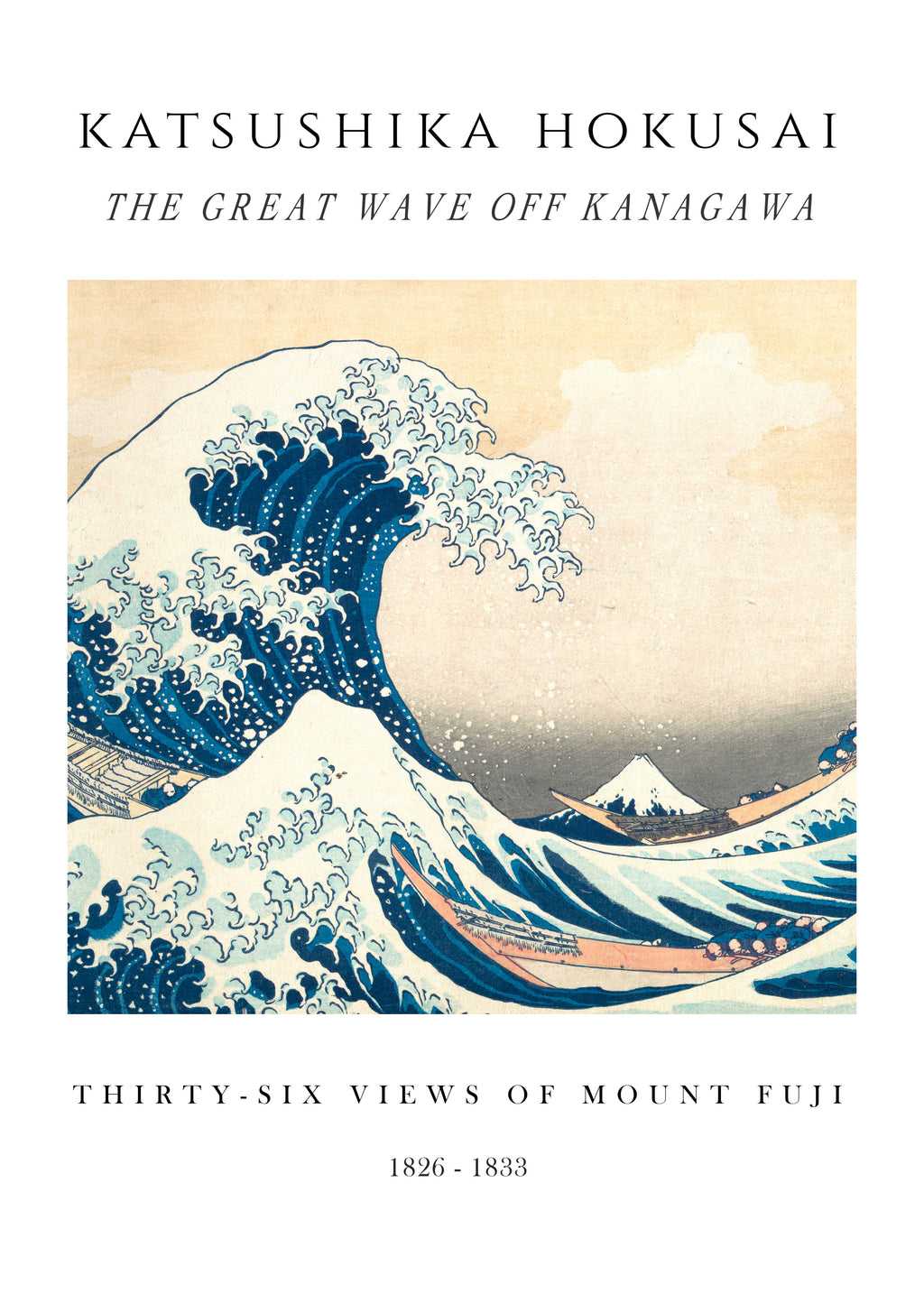 The Great Wave of Kanagawa Exhibition White - Katsushika Hokusai - Unframed art print