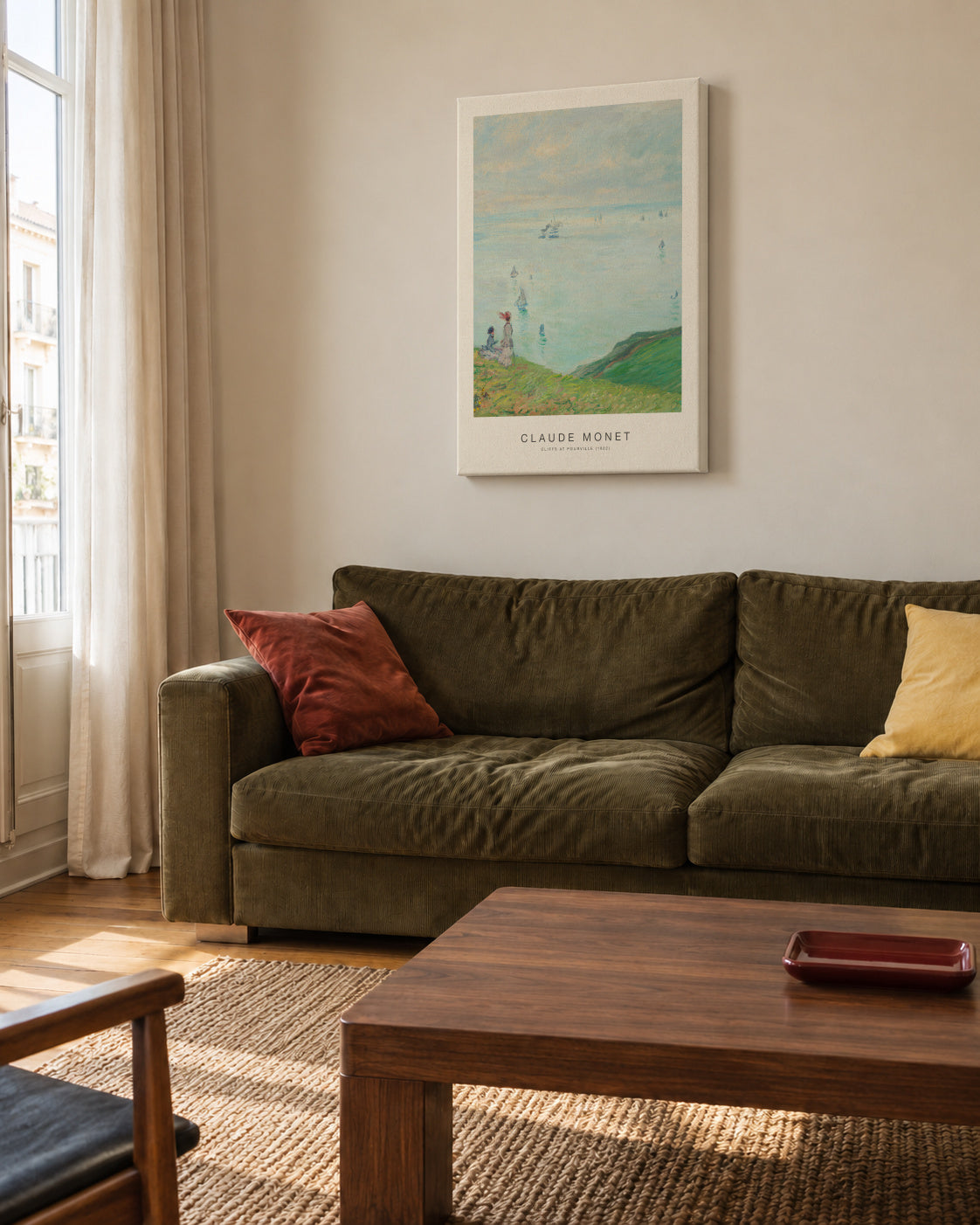 Cliffs at Pourville (Special Edition) - Claude Monet - Unframed canvas in an interior