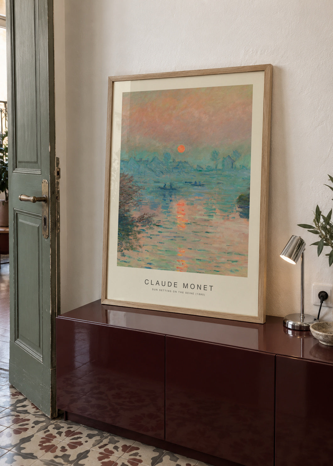 Sun Setting on the Seine (Special Edition) - Claude Monet - Framed poster in an interior