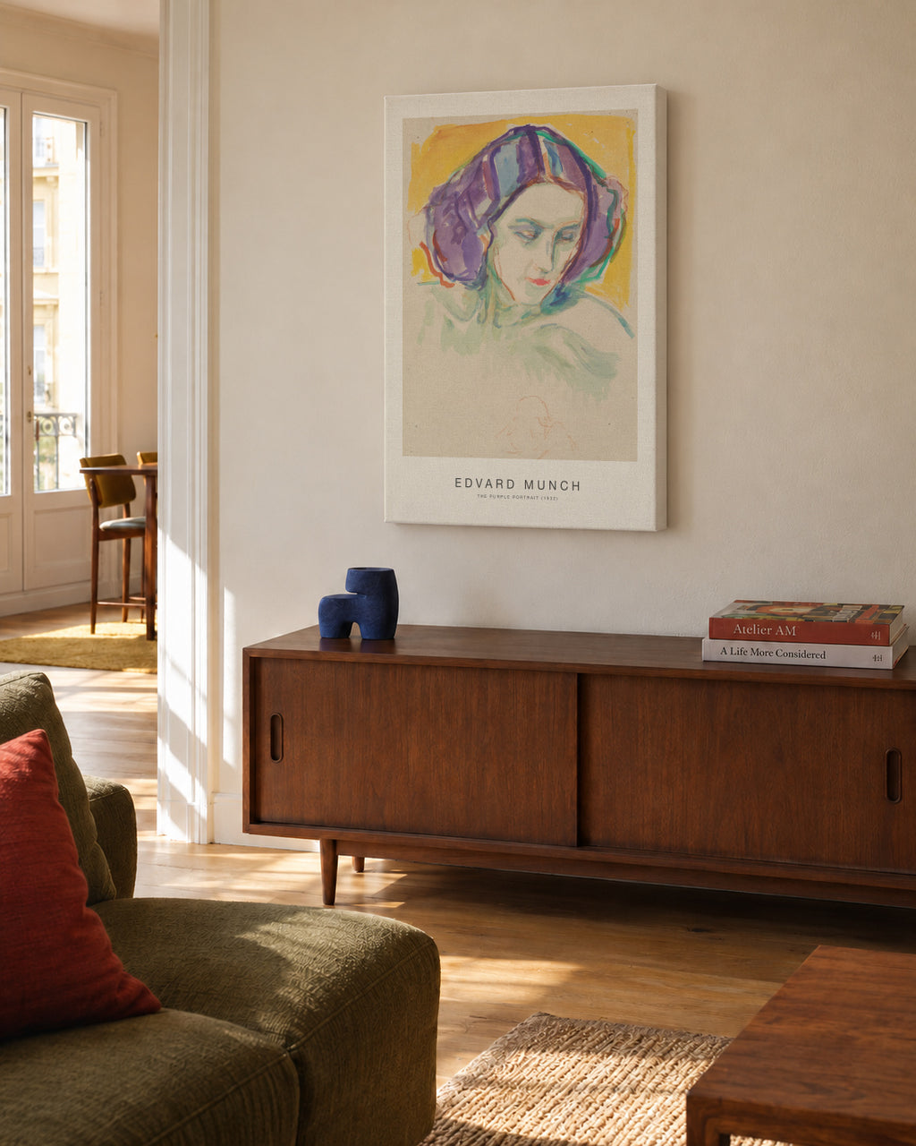The Purple Portrait (Special Edition) - Edvard Munch - Unframed canvas in an interior