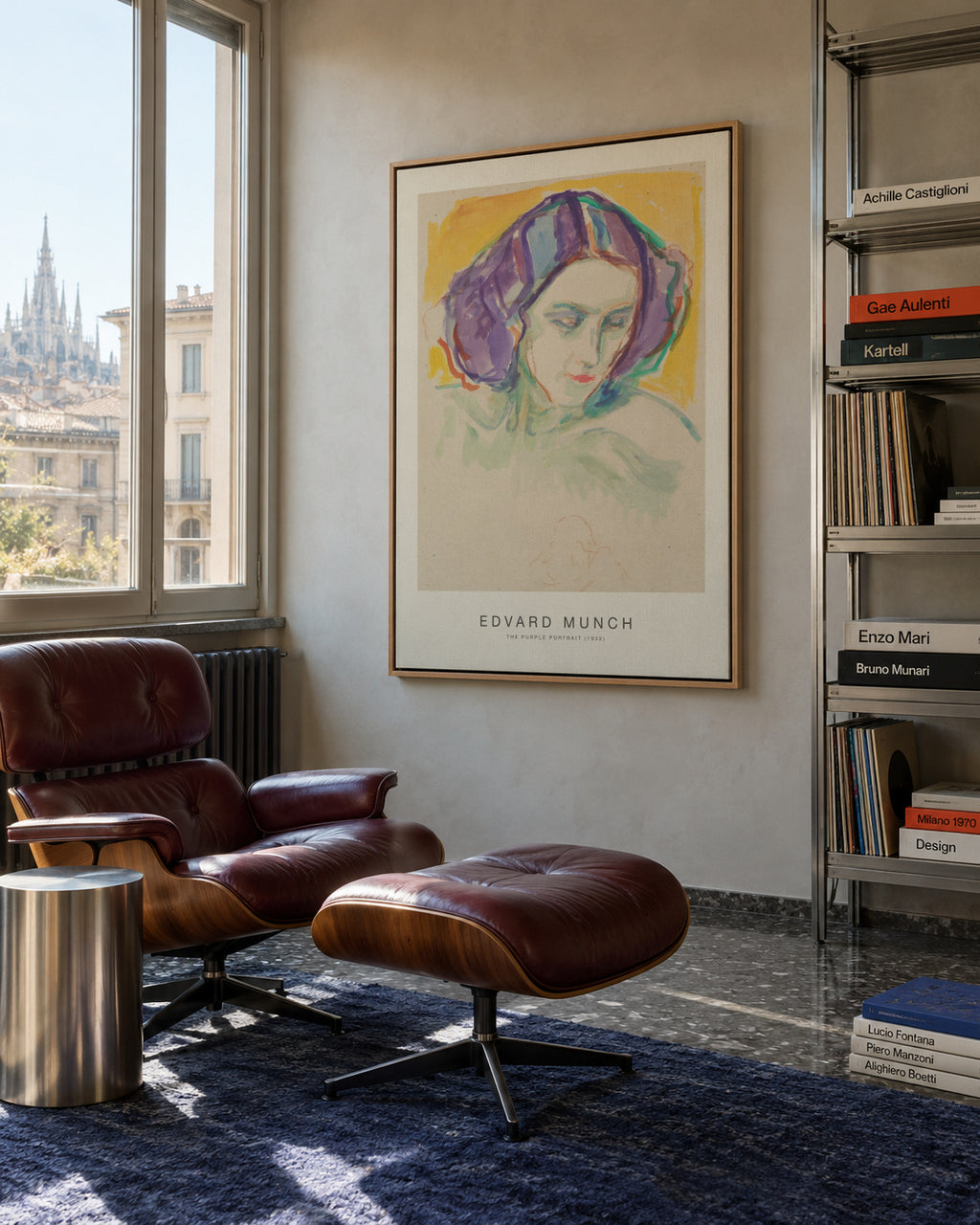 The Purple Portrait (Special Edition) - Edvard Munch - Framed canvas in an interior