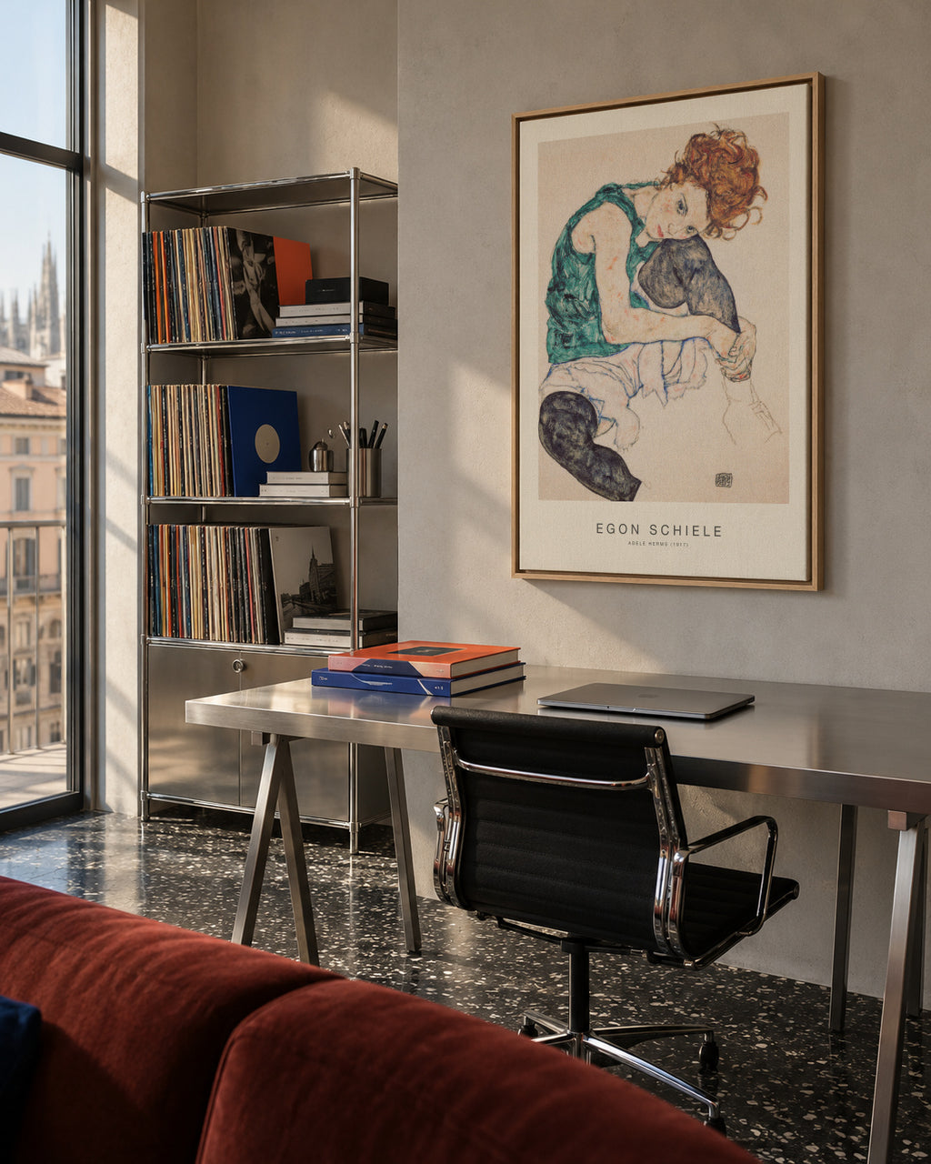 Adele Herms (Special Edition) - Egon Schiele - Framed canvas in an interior