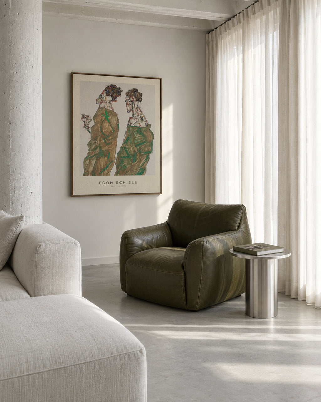 Devotion (Special Edition) - Egon Schiele - Framed canvas in an interior