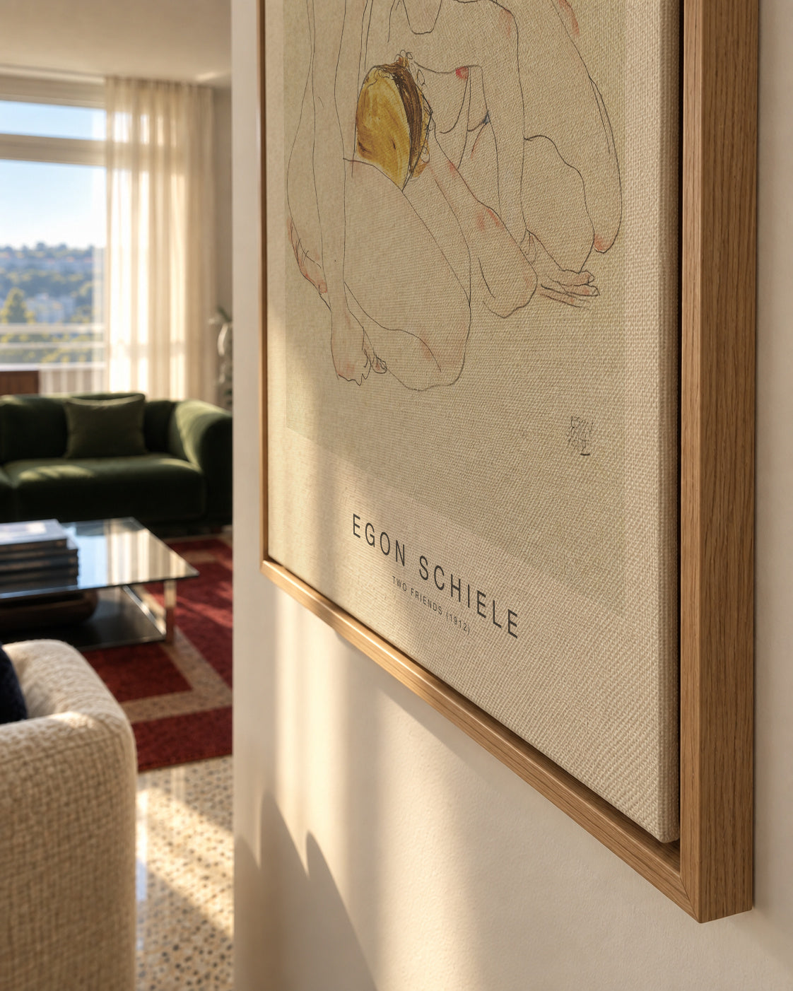 Two Friends (Special Edition) - Egon Schiele - Framed canvas detail