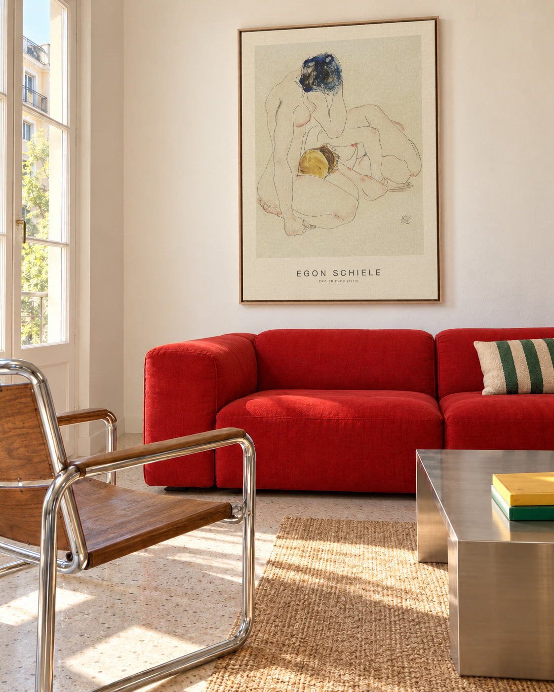 Two Friends (Special Edition) - Egon Schiele - Framed canvas in an interior