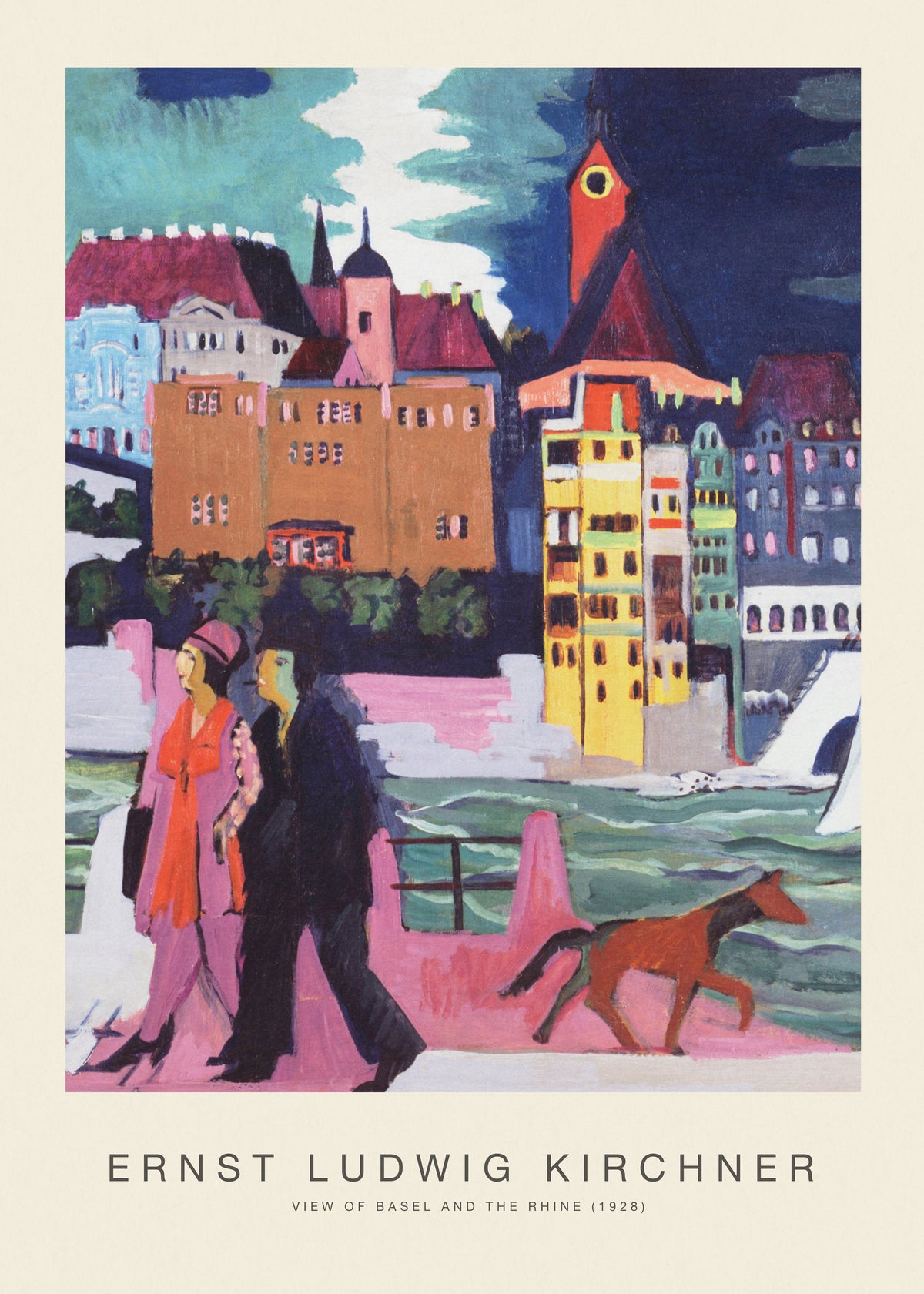 View of Basel & The Rhine (Special Edition)- Ernst Ludwig Kirchner - Unframed art print