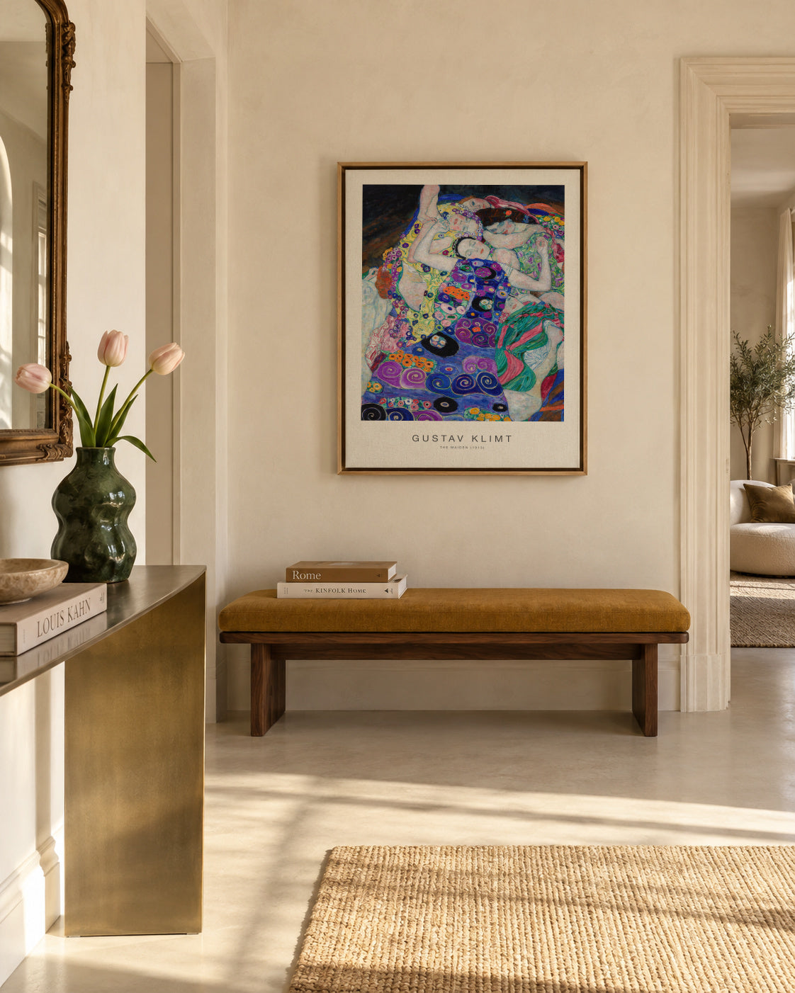 The Maiden (Special Edition) - Gustav Klimt - Framed canvas in an interior