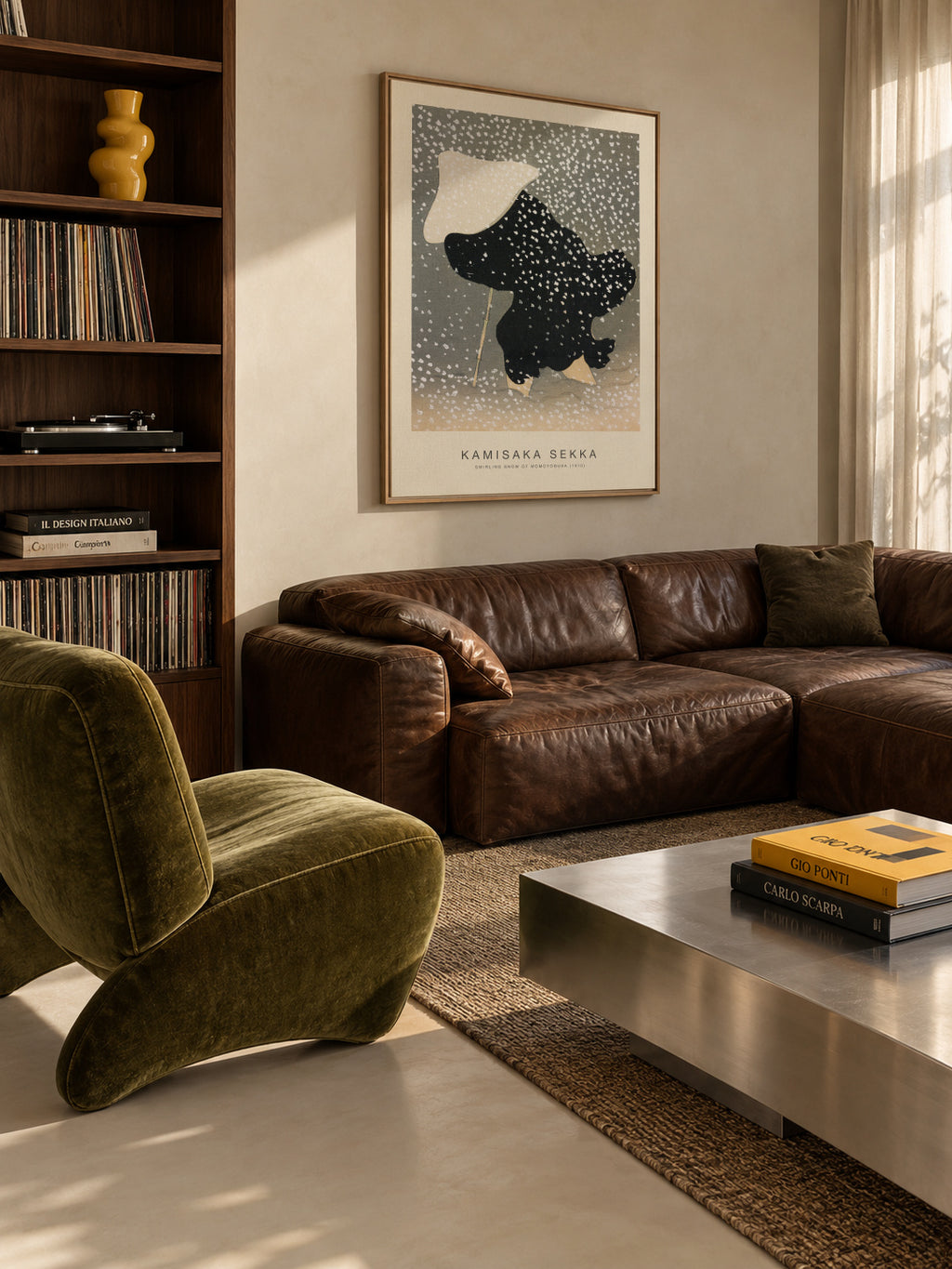 Swirling Snow of Momoyogusa (Special Edition) - Kamisaka Sekka - Framed canvas in an interior