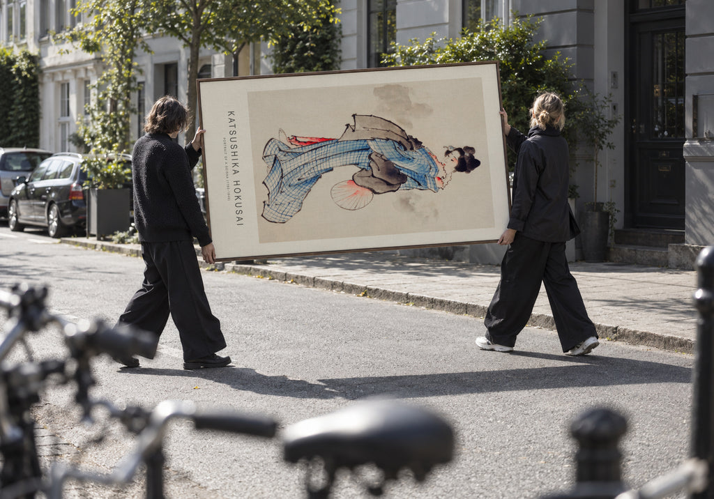 Portrait of a Geisha (Special Edition) - Katsushika Hokusai - Framed canvas in an interior