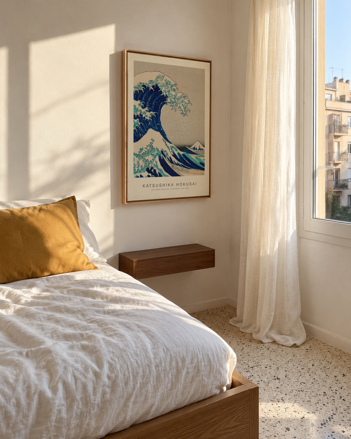 The Great Wave Off Kanagawa (Special Edition) - Katsushika Hokusai - Framed canvas in an interior