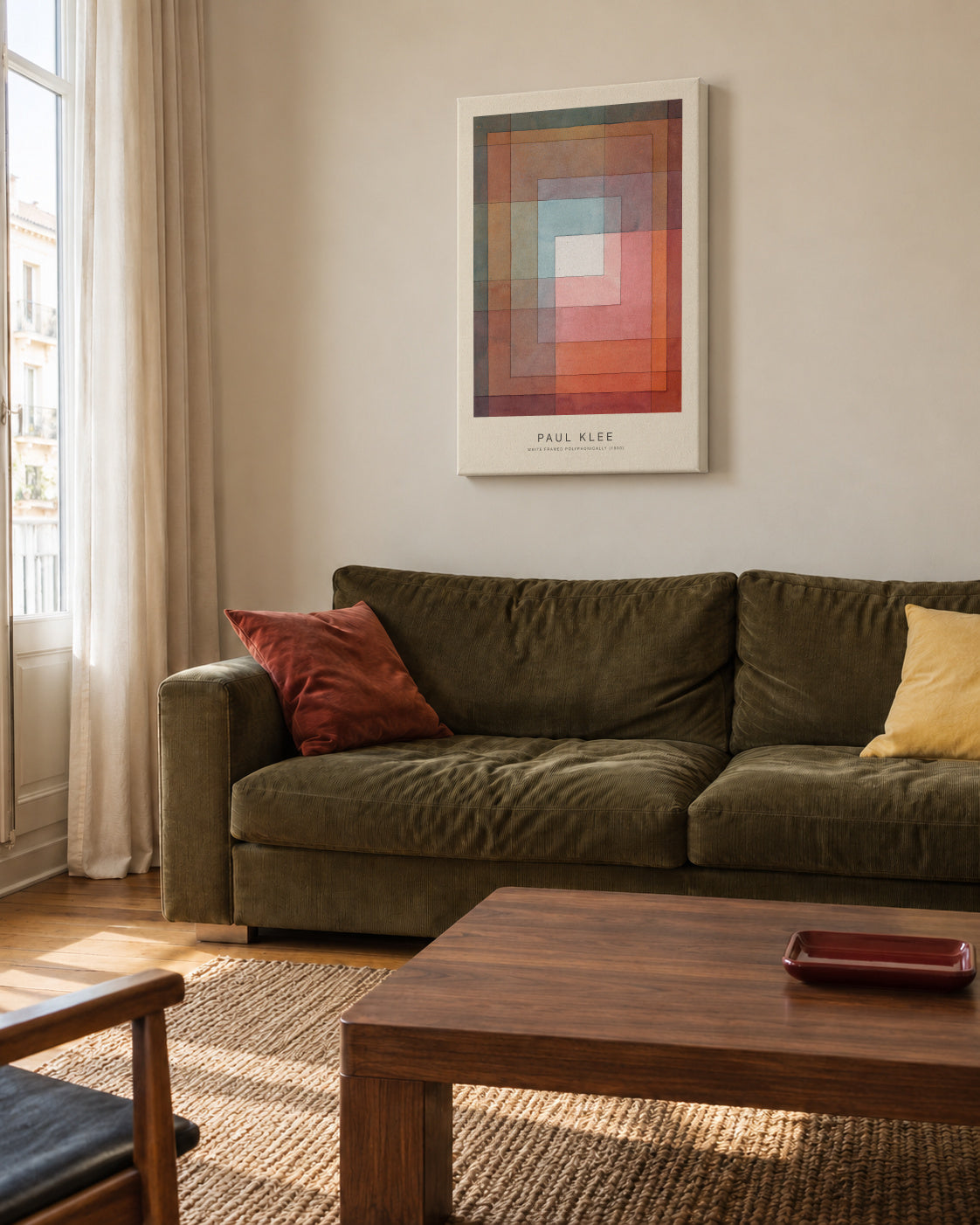 White Framed Polyphonically (Special Edition) - Paul Klee - Unframed canvas in an interior