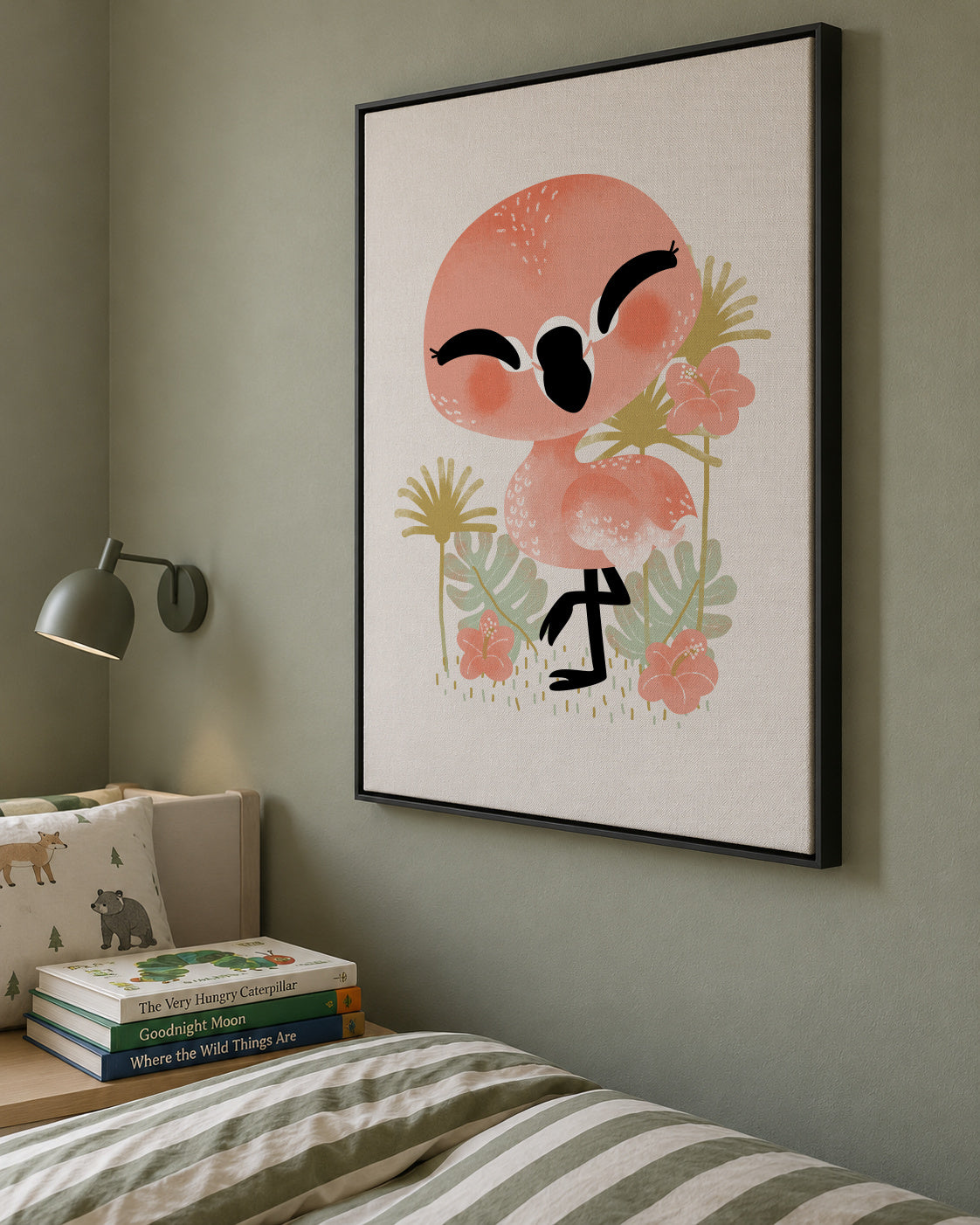 Animignons the Flamingo - Framed canvas in an interior