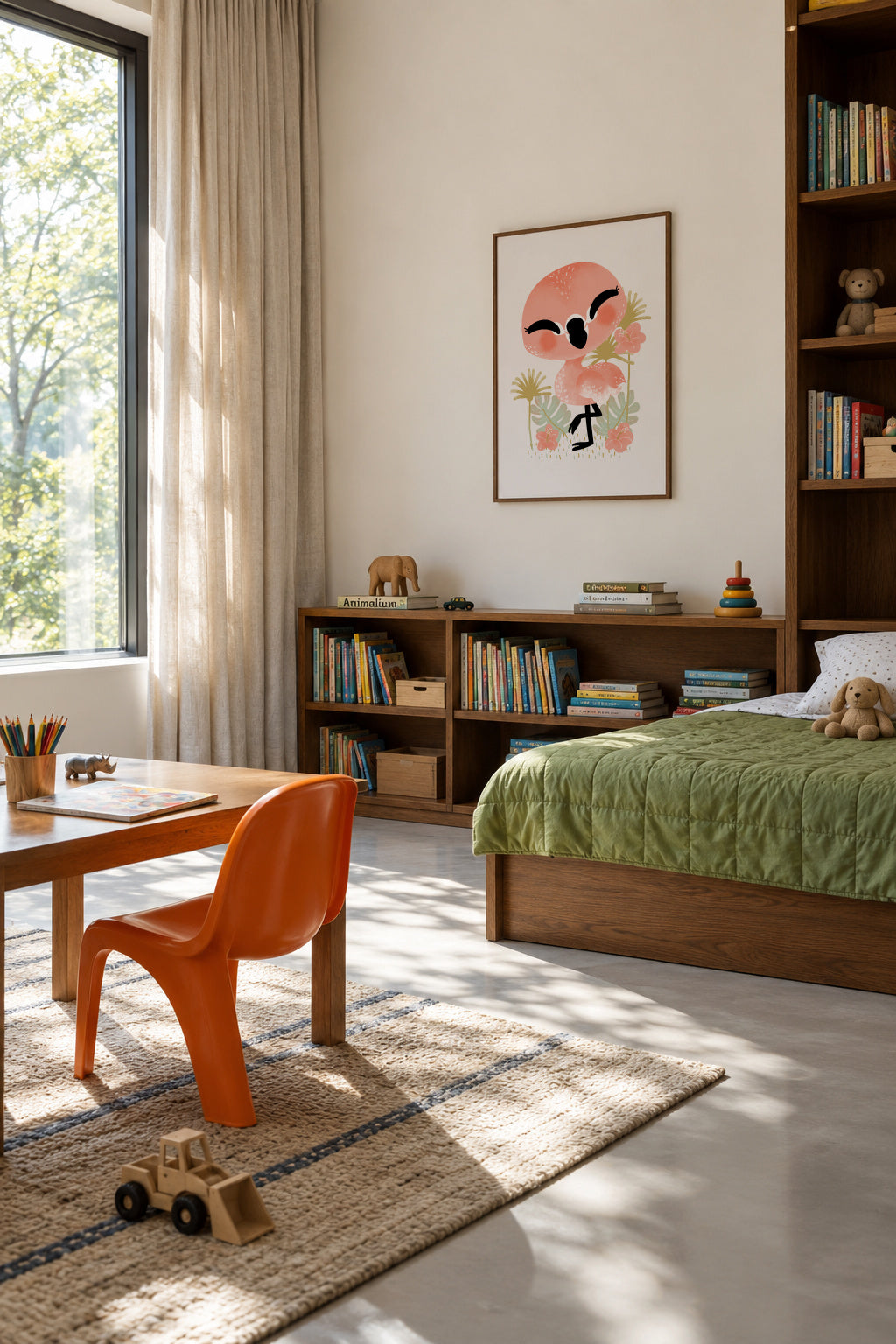 Animignons the Flamingo - Framed poster in an interior