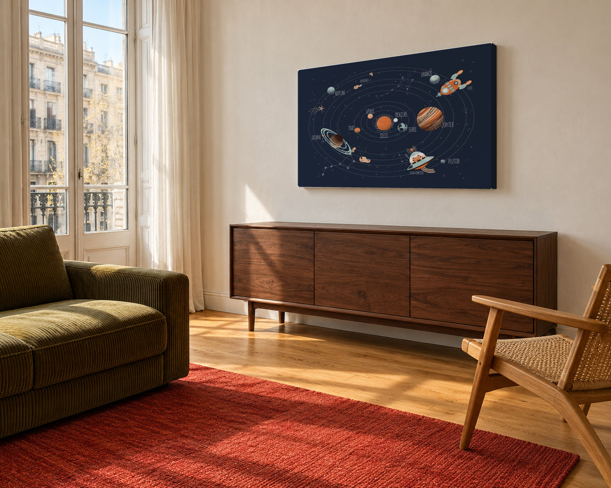 Space - Le Système Solaire (french) - Unframed canvas in an interior