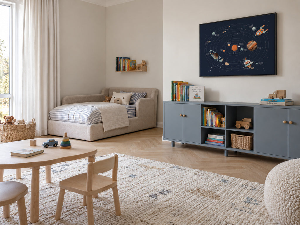 Space - Le Système Solaire (french) - Framed canvas in an interior