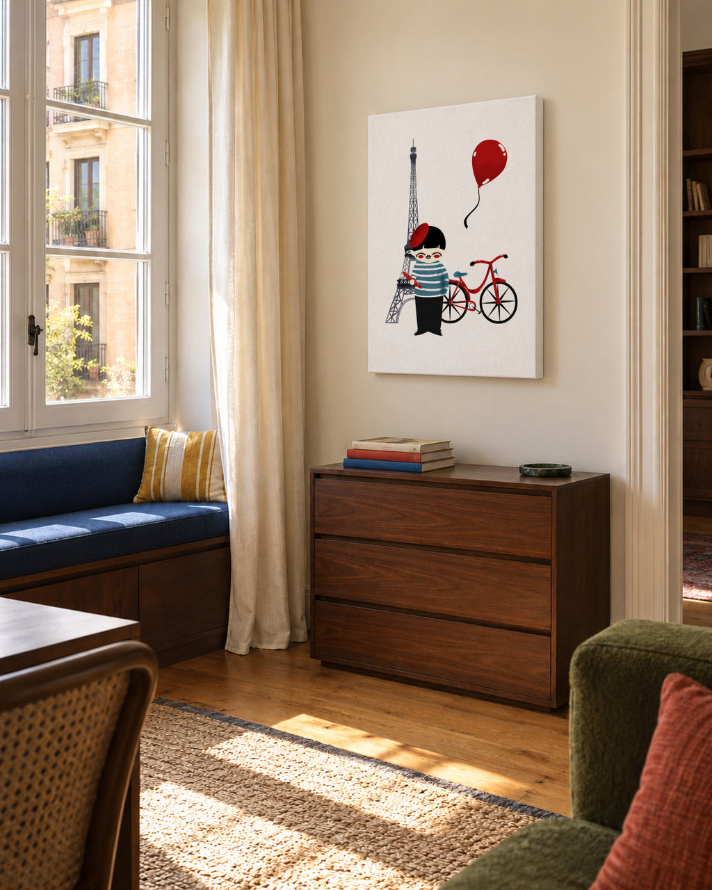 Hello Paris - Unframed canvas in an interior