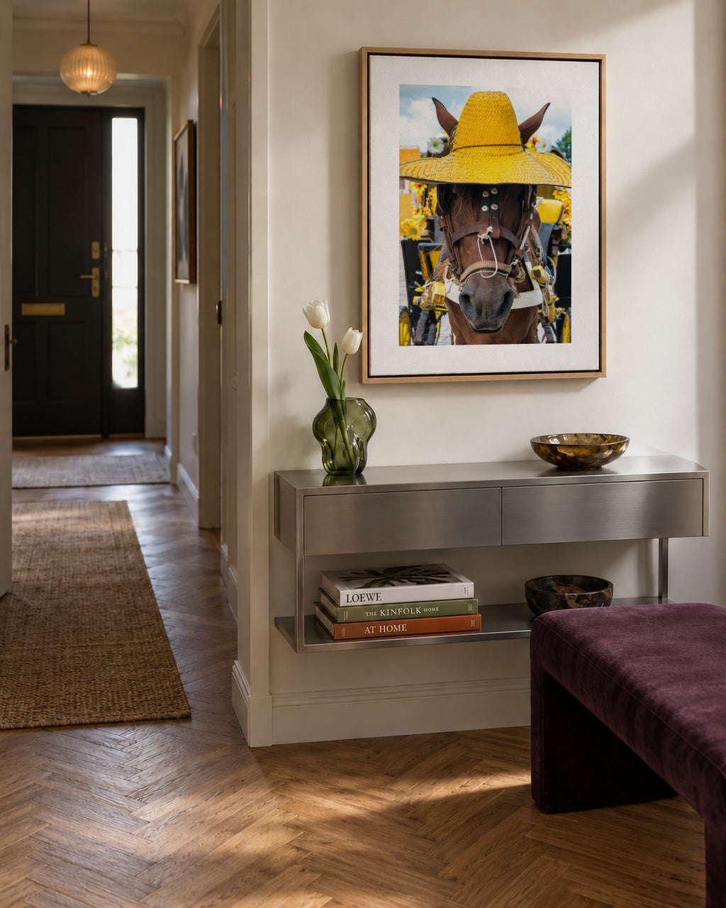Horse Izamal Yellow City - Framed canvas in an interior
