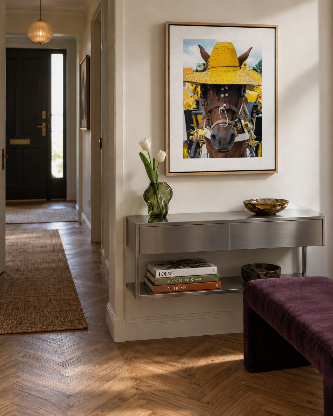 Horse Izamal Yellow City - Framed canvas in an interior