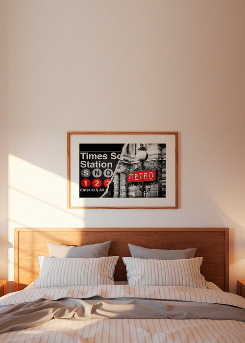 Cuadro de ciudades con letrero Metro en rojo – Product1