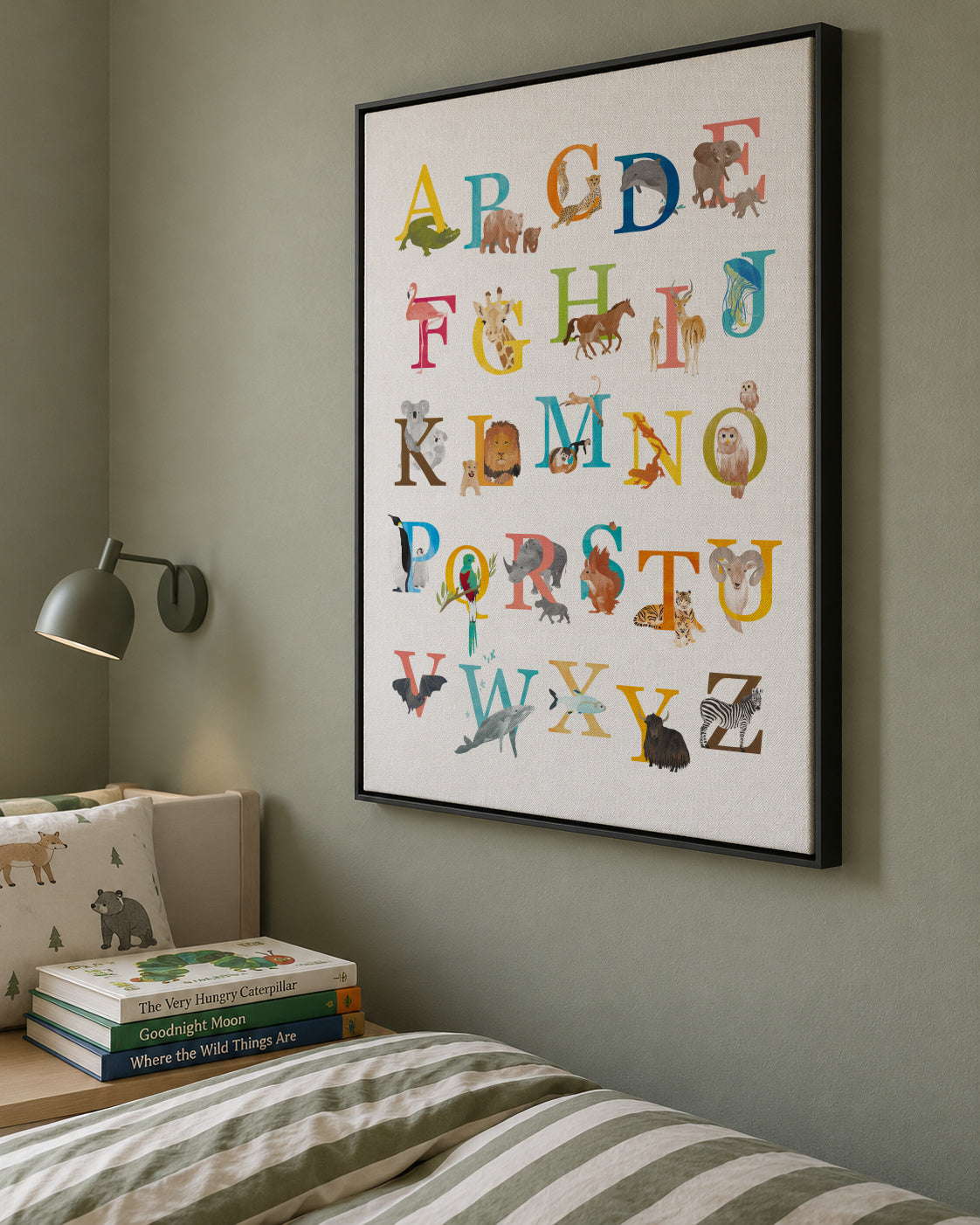 Kids animal alphabet - Framed canvas in an interior