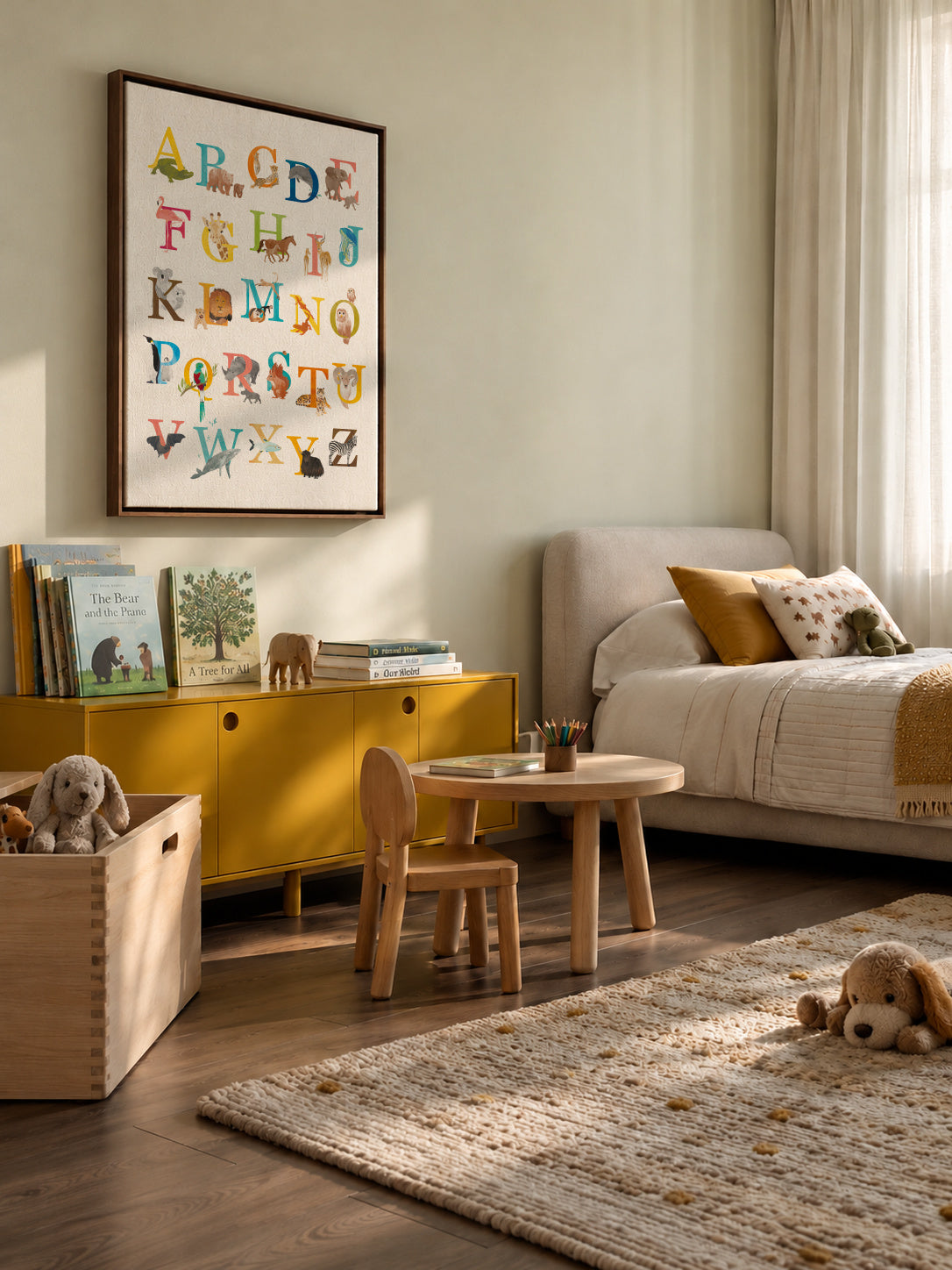 Kids animal alphabet - Framed canvas in an interior