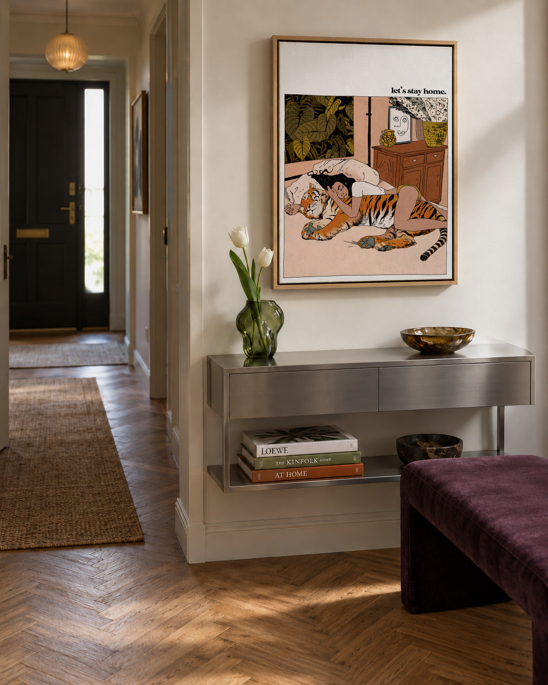 Let's stay home I - Framed canvas in an interior