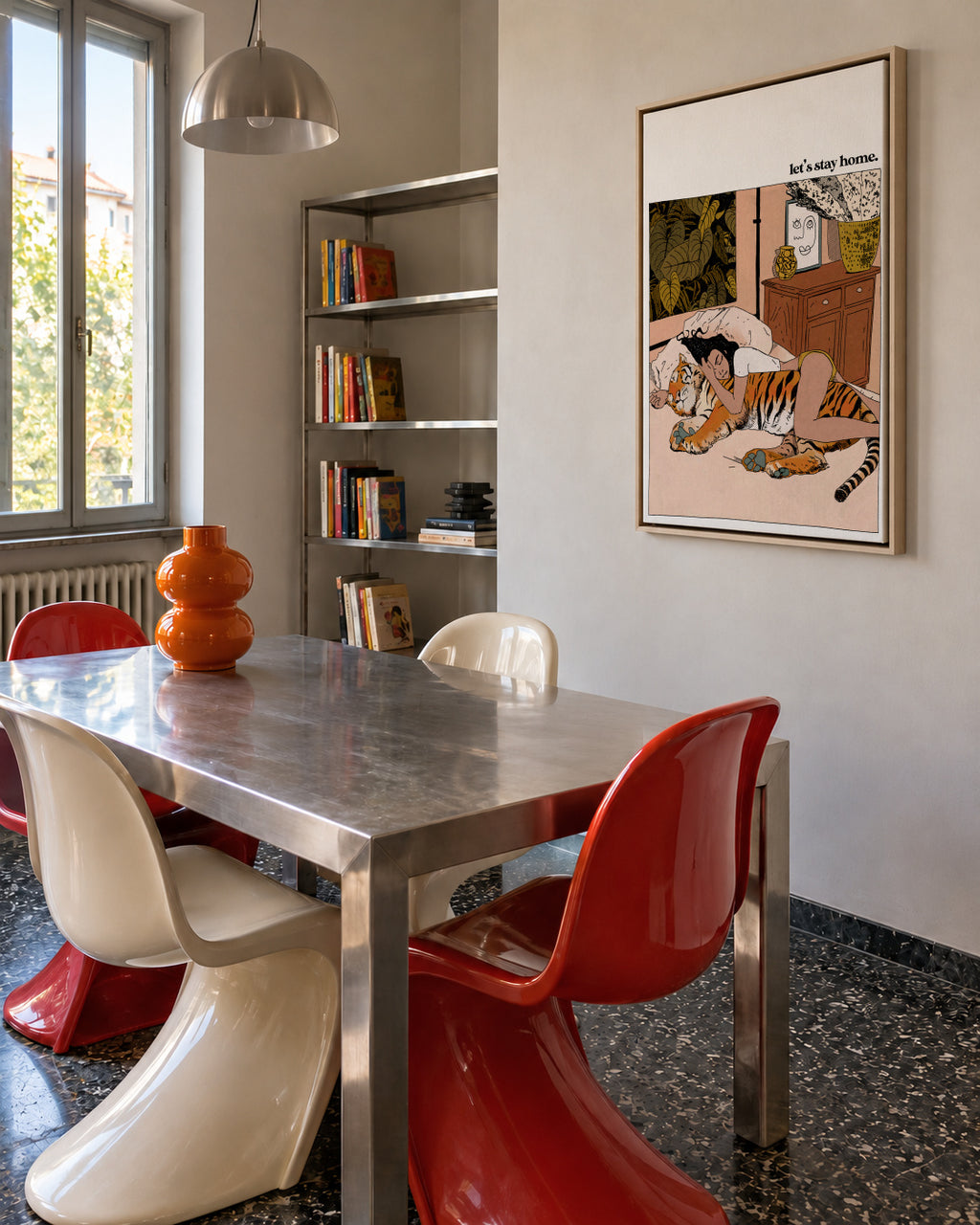 Let's stay home I - Framed canvas in an interior