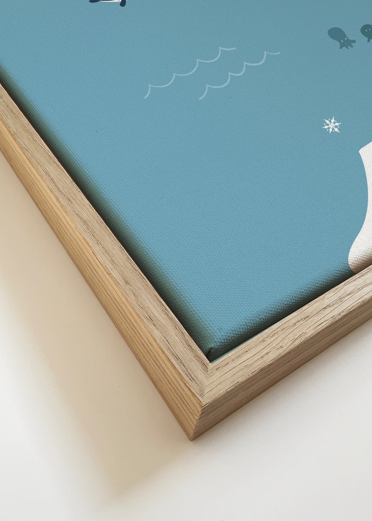 World Map with animals blue - Framed canvas detail