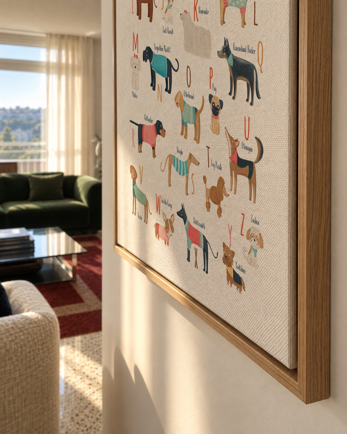 Alphabet Dogs Breed - Framed canvas detail