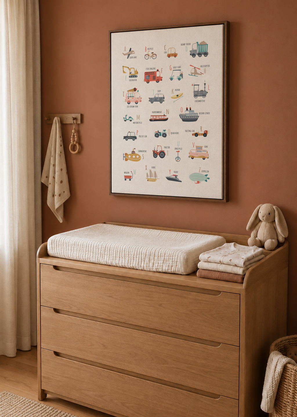 Alphabet transports (English) - Framed canvas in an interior