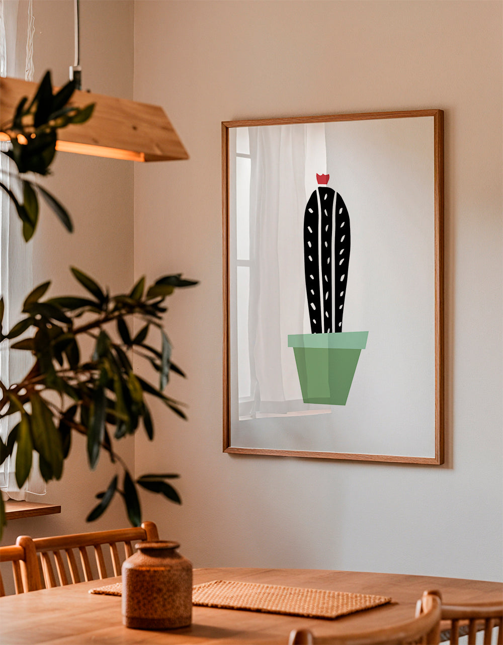 Green pot cactus print
