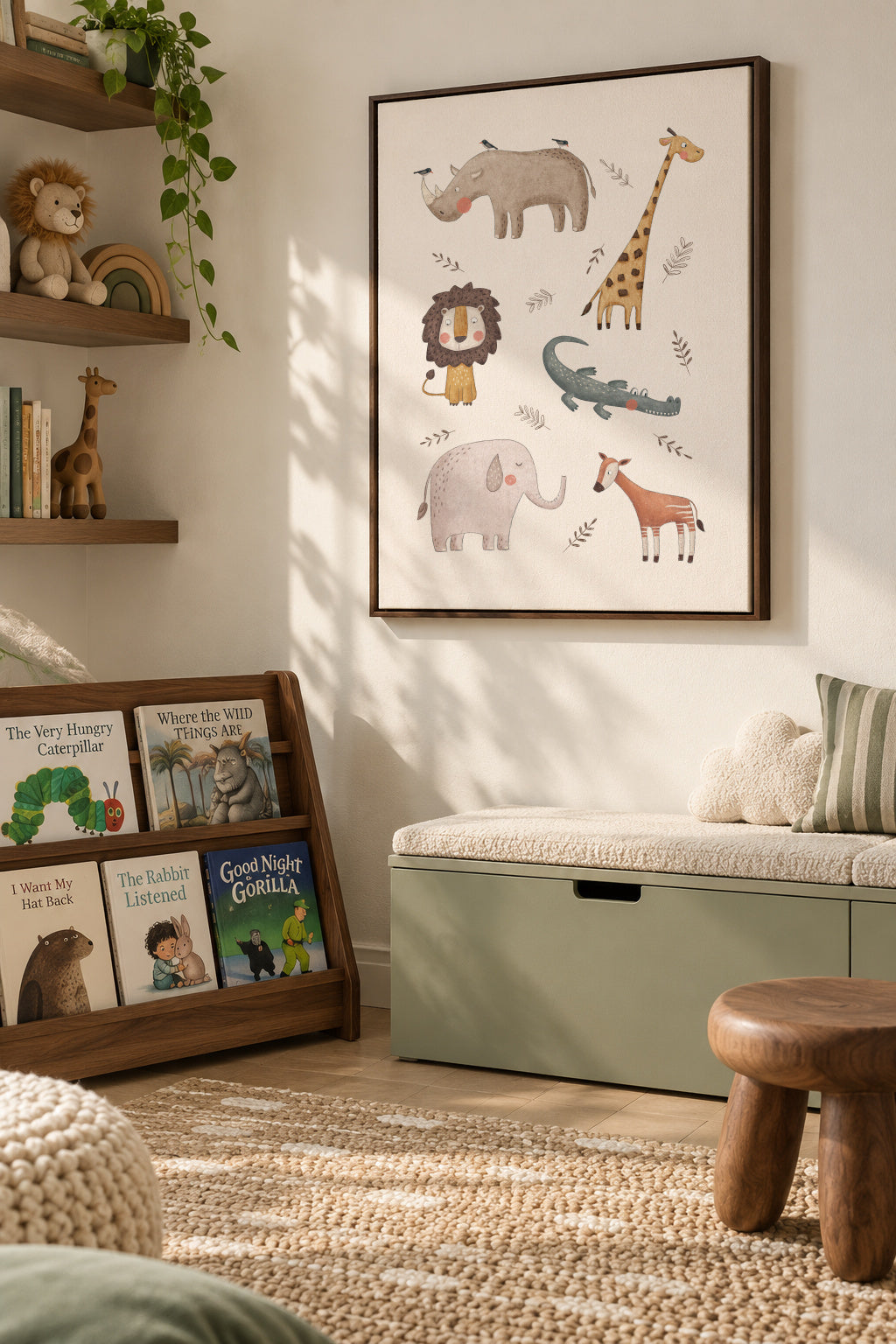 Safari animals - Framed canvas in an interior