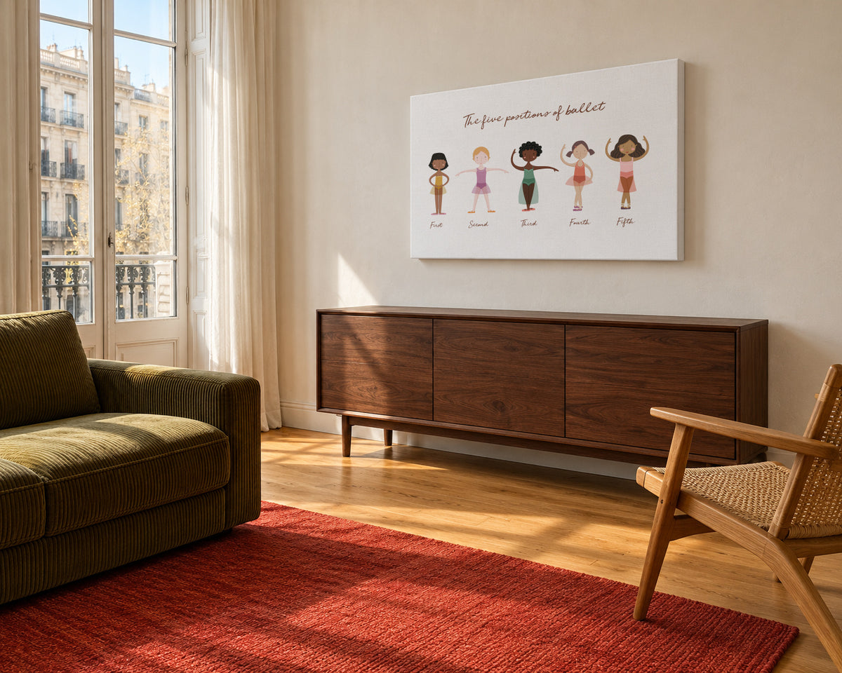 Las 5 posiciones de ballet - Unframed canvas in an interior