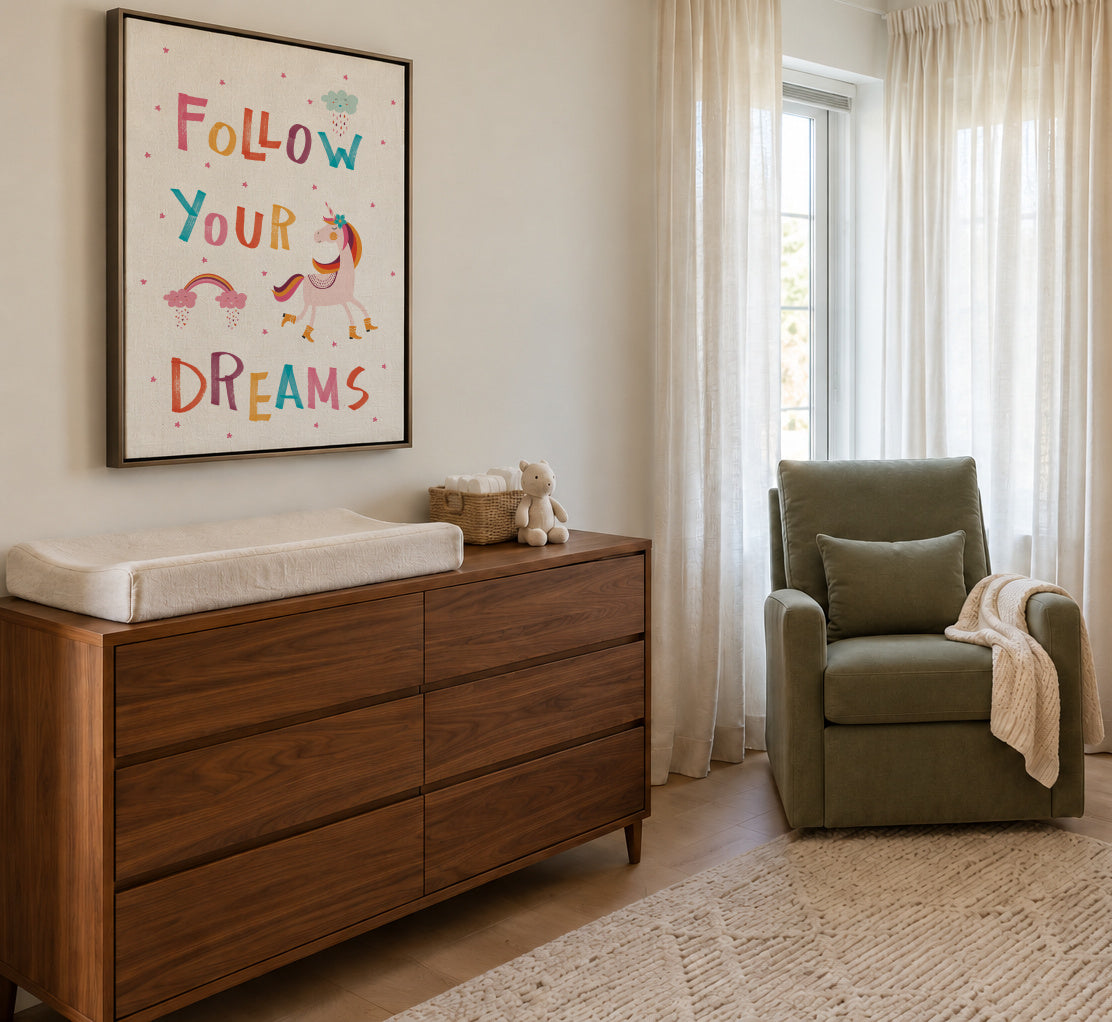 Follow your dreams quote - Framed canvas in an interior