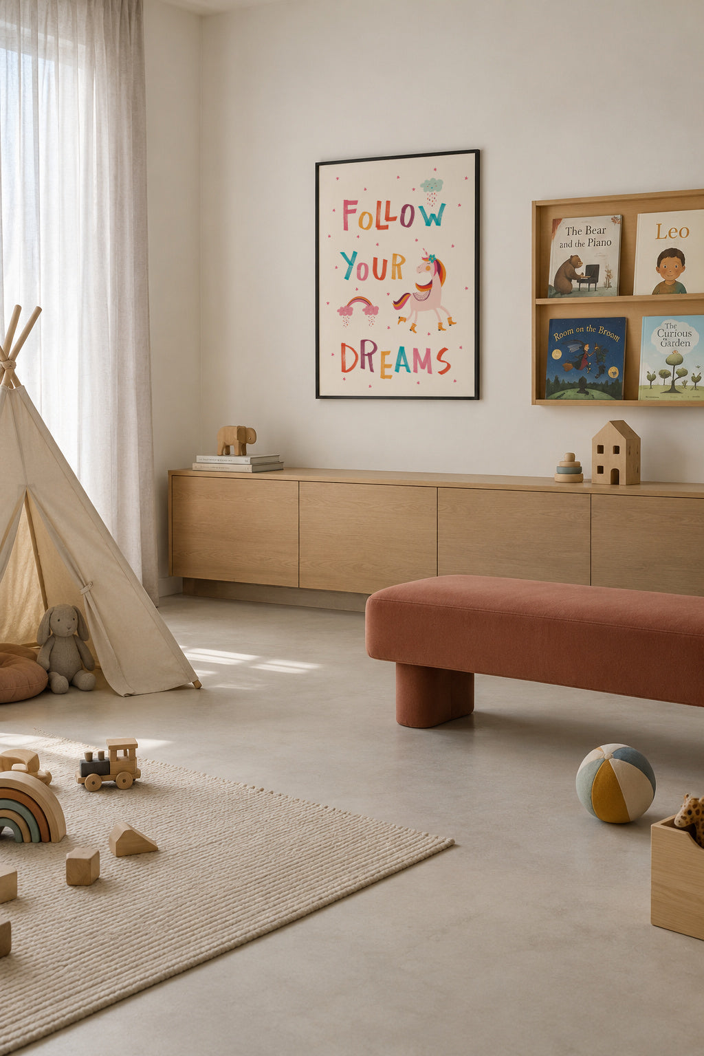 Follow your dreams quote - Framed poster in an interior