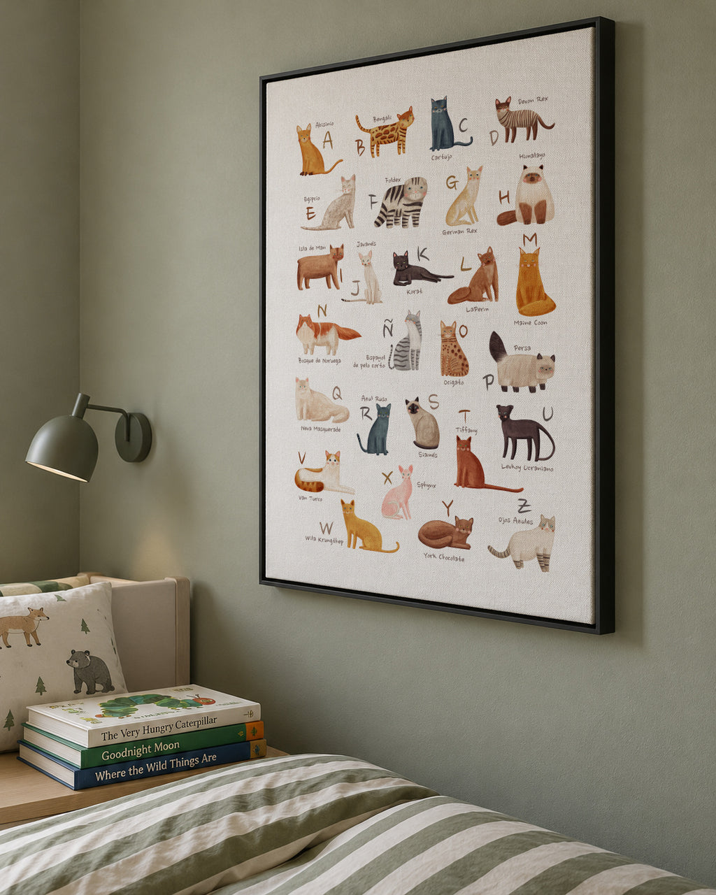 Abecedario gatos (español) - Framed canvas in an interior
