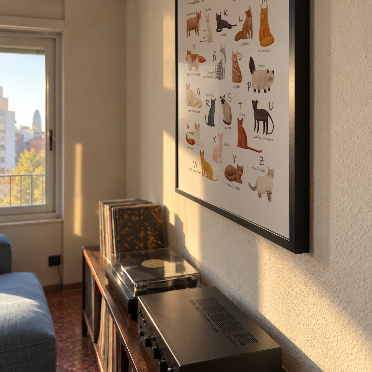 Abecedario gatos (español) - Framed poster detail